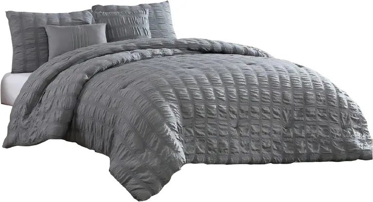 Alice 5 Piece Queen Comforter Set, Textured, The Urban Port Photo 1