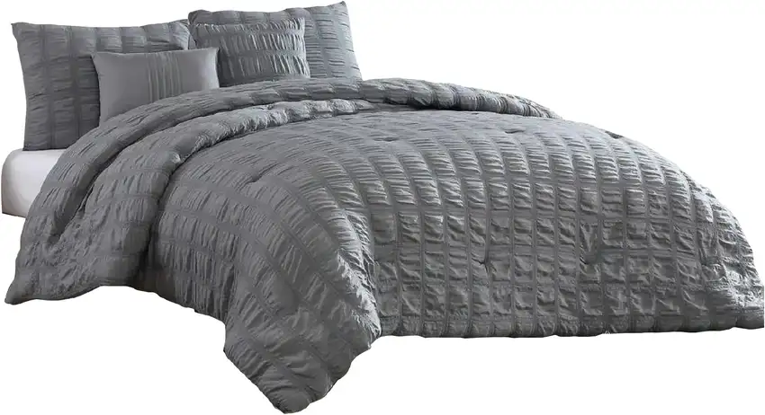 Alice 5 Piece Queen Comforter Set, Textured, The Urban Port Photo 1