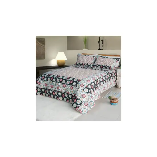 Alice and Flower - 100% Cotton 2PC Floral Vermicelli-Quilted Patchwork Quilt Set ( Size) Photo 2