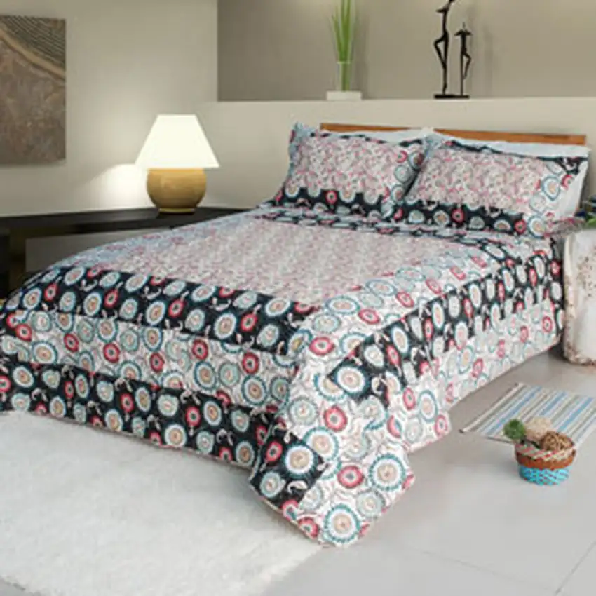 Alice and Flower - 100% Cotton 2PC Floral Vermicelli-Quilted Patchwork Quilt Set ( Size) Photo 2