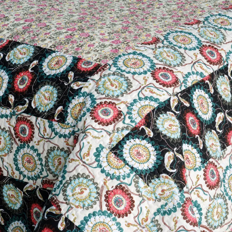 Alice and Flower - 100% Cotton 2PC Floral Vermicelli-Quilted Patchwork Quilt Set ( Size) Photo 4