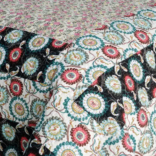 Alice and Flower - 100% Cotton 2PC Floral Vermicelli-Quilted Patchwork Quilt Set ( Size) Photo 5