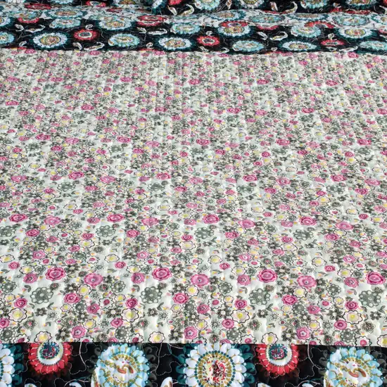 Alice and Flower - 100% Cotton 2PC Floral Vermicelli-Quilted Patchwork Quilt Set ( Size) Photo 3
