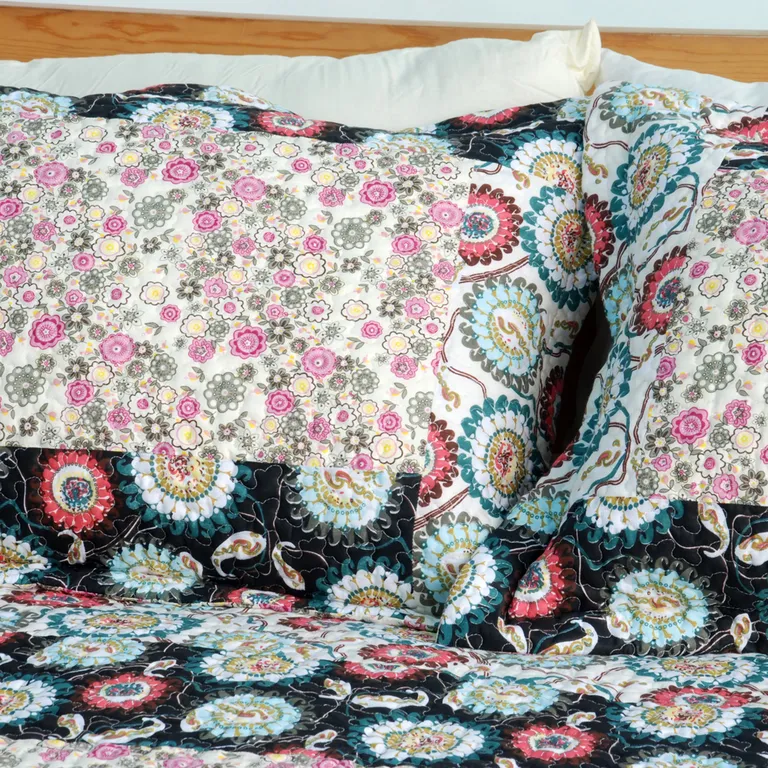 Alice and Flower - 100% Cotton 2PC Floral Vermicelli-Quilted Patchwork Quilt Set ( Size) Photo 3