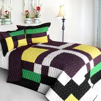 Photo of Alocasia - 3PC Vermicelli - Quilted Patchwork Quilt Set (Full/ Size)