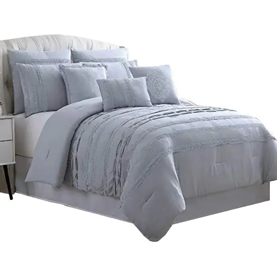 Assisi 8 Piece Queen Comforter Set with Reverse Pleats and Lace The Urban Port Photo 1