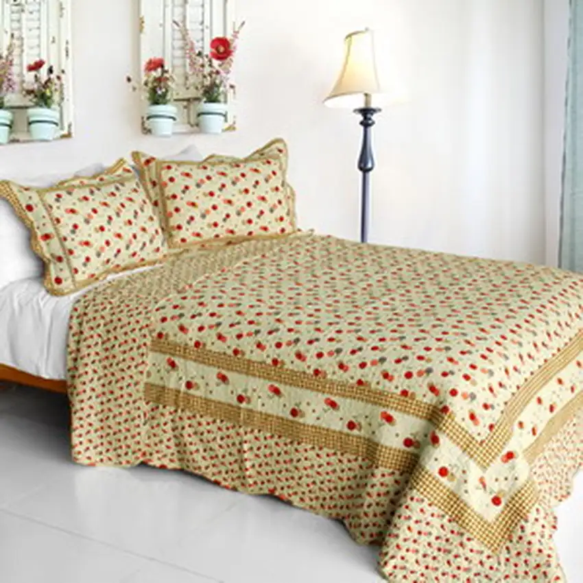Astral -  Cotton 3PC Vermicelli-Quilted Patchwork Quilt Set (Full/Queen Size) Photo 2
