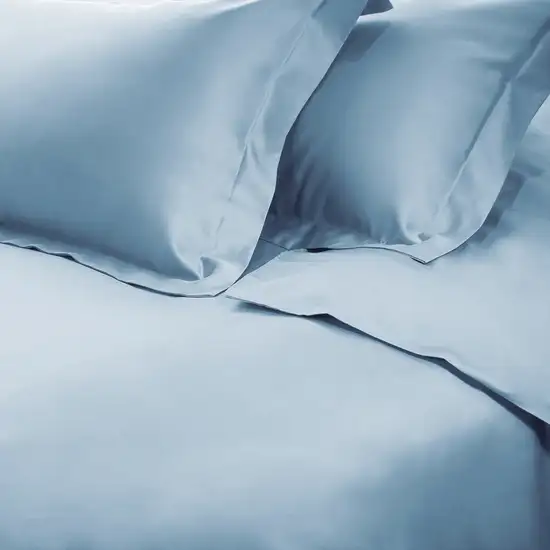 Baby Blue Twin Cotton Blend Washable Duvet Cover Set With Sham Photo 1