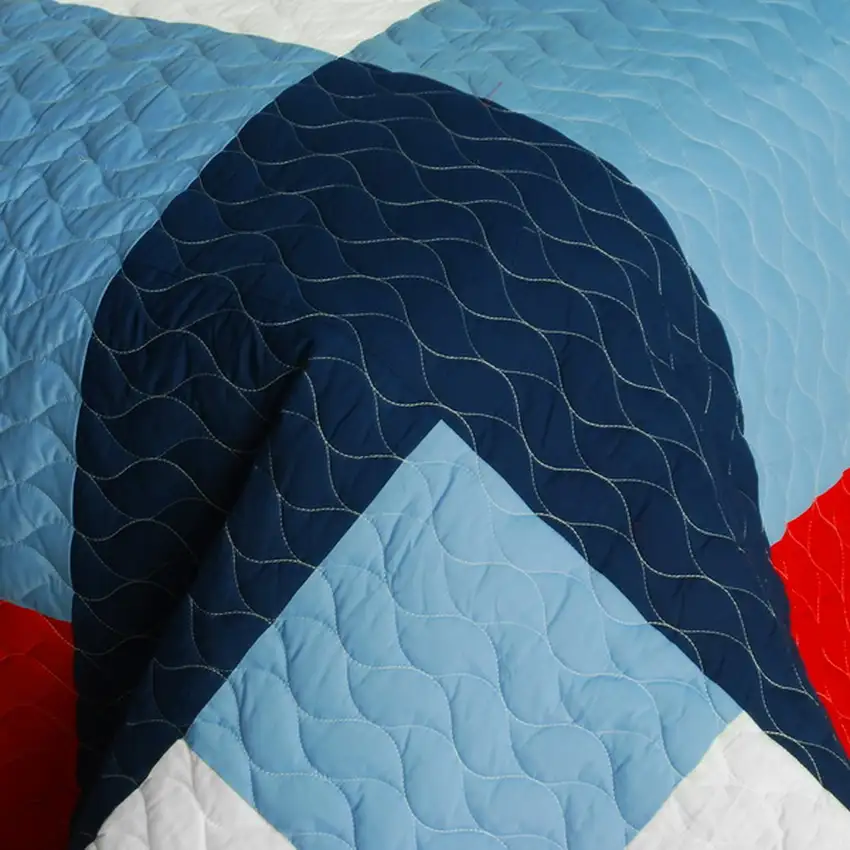 Banneret -  3PC Vermicelli-Quilted Patchwork Quilt Set (Full/Queen Size) Photo 4