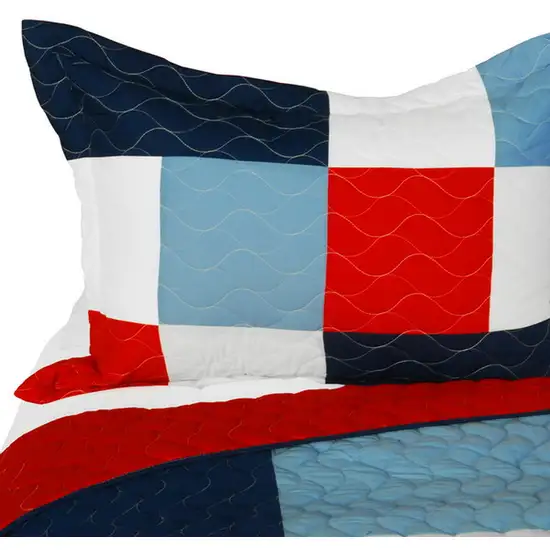 Banneret -  3PC Vermicelli-Quilted Patchwork Quilt Set (Full/Queen Size) Photo 2
