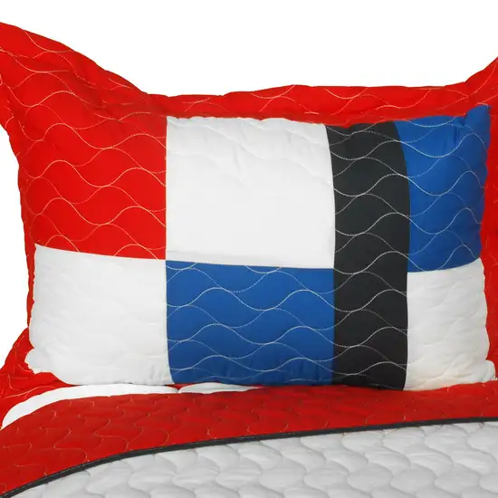 Be Myself -  Vermicelli-Quilted Patchwork Geometric Quilt Set Full/Queen Photo 2