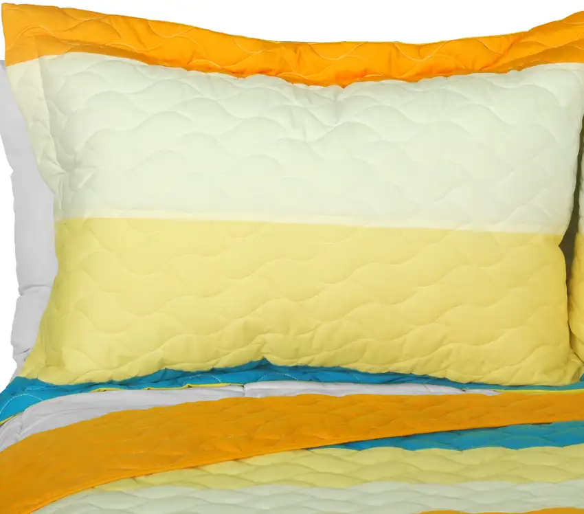 Beautiful As It Is -  3PC Vermicelli-Quilted Patchwork Quilt Set (Full/Queen Size) Photo 2