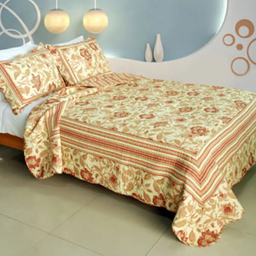 Beautiful Moment -  100% Cotton 3PC Vermicelli-Quilted Patchwork Quilt Set (Full/Queen Size) Photo 2