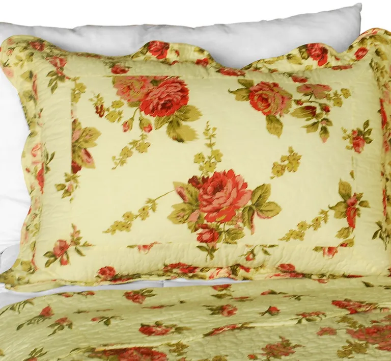 Beauty of Light - 3PC Cotton Contained Vermicelli-Quilted Patchwork Quilt Set (Full/Queen Size) Photo 2