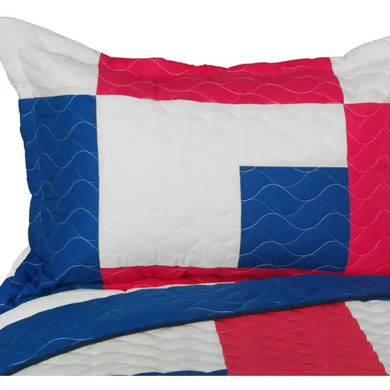 Beginning -  Vermicelli-Quilted Patchwork Geometric Quilt Set Full/Queen Photo 2