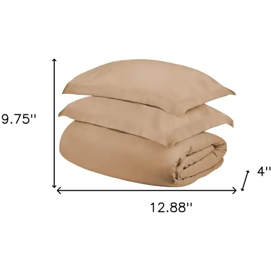 Beige King Cotton Blend 300 Thread Count Washable Duvet Cover Set Photo 5