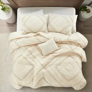 Photo of Beige King 100% Cotton 220 Thread Count Washable Down Comforter Set