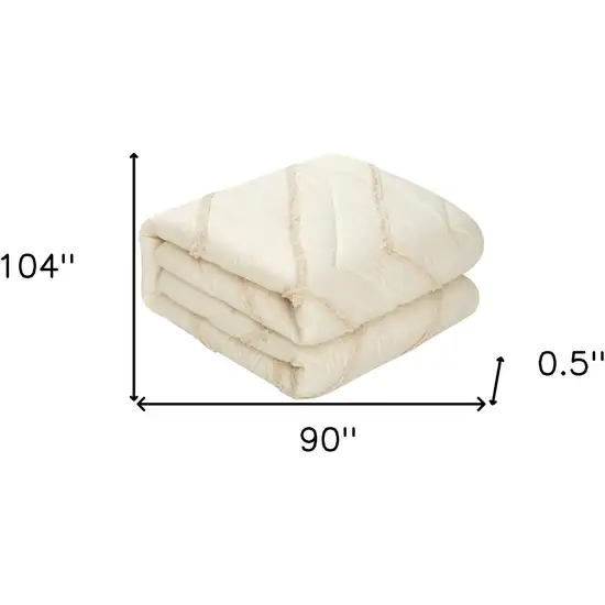 Beige King 100% Cotton 220 Thread Count Washable Down Comforter Set Photo 9