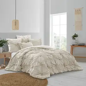 Photo of Beige King PolYester 180 Thread Count Washable Down Comforter Set