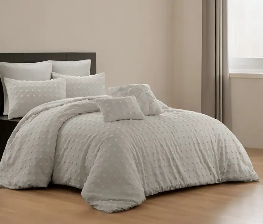 Beige King Polyester 220 Thread Count Washable Duvet Cover Set Photo 1