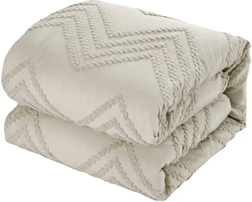 Beige King Polyester 180 Thread Count Washable Duvet Cover Set Photo 6