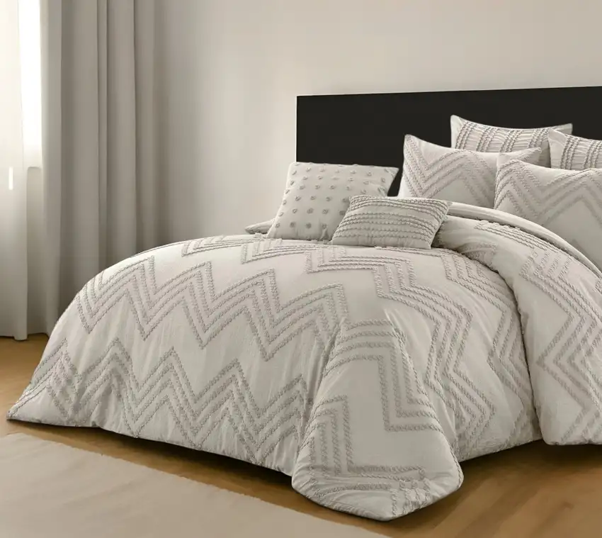 Beige King Polyester 180 Thread Count Washable Duvet Cover Set Photo 1