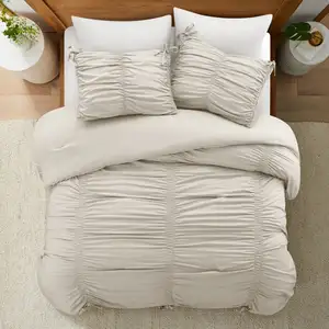 Photo of Beige King Polyester 180 Thread Count Washable Down Comforter Set