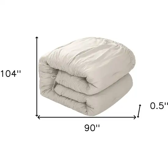 Beige King Polyester 180 Thread Count Washable Down Comforter Set Photo 9