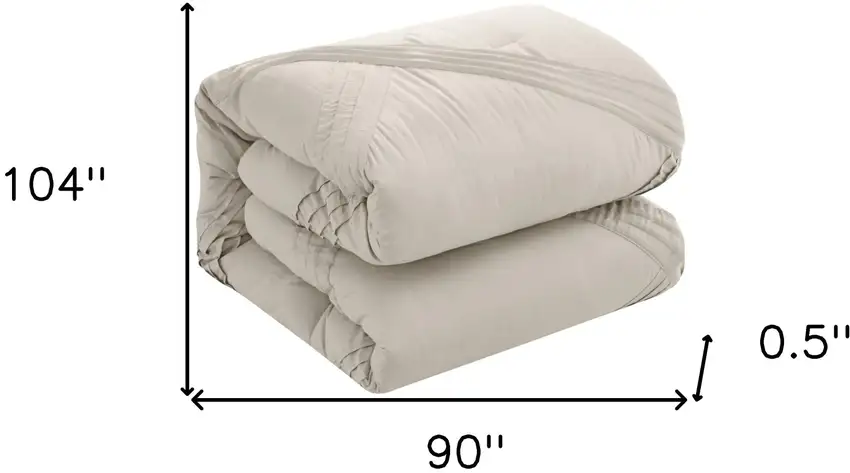 Beige King Polyester 140 Thread Count Washable Down Comforter Set Photo 8