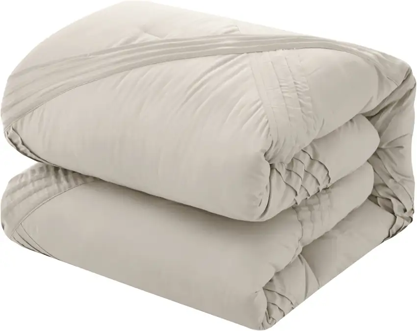 Beige King Polyester 140 Thread Count Washable Down Comforter Set Photo 5