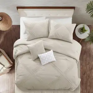 Photo of Beige King Polyester 140 Thread Count Washable Down Comforter Set