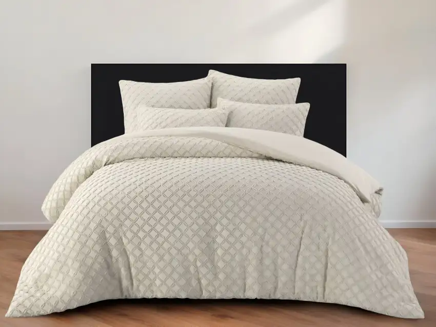 Beige King Polyester 140 Thread Count Washable Duvet Cover Set Photo 2