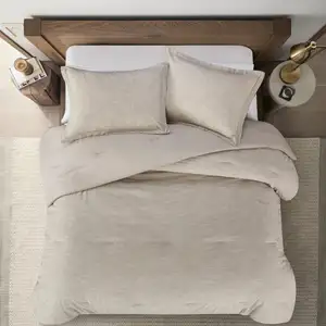 Photo of Beige Queen 100% Cotton 140 Thread Count Washable Down Comforter Set