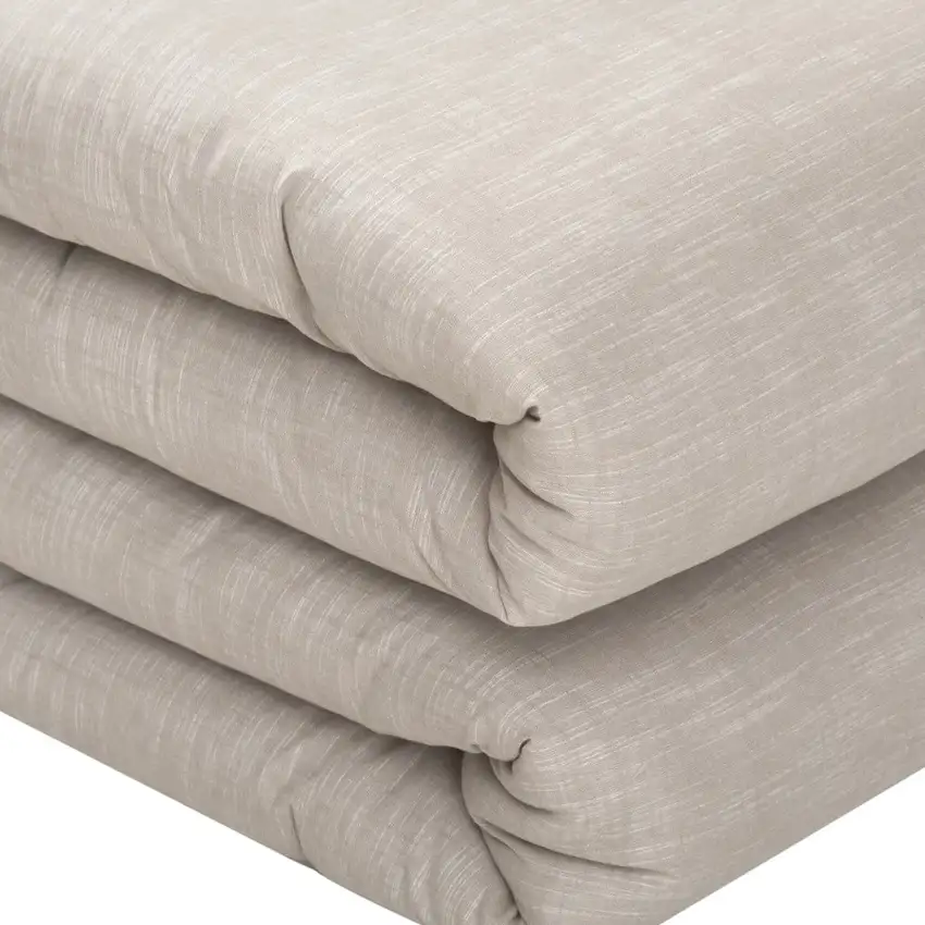Beige Queen 100% Cotton 140 Thread Count Washable Down Comforter Set Photo 5