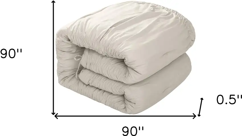 Beige Queen Polyester 180 Thread Count Washable Down Comforter Set Photo 9