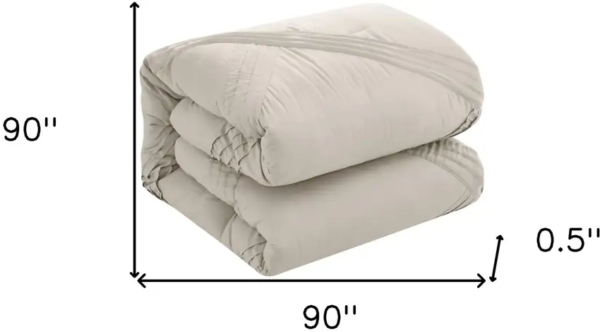 Beige Queen Polyester 180 Thread Count Washable Down Comforter Set Photo 9