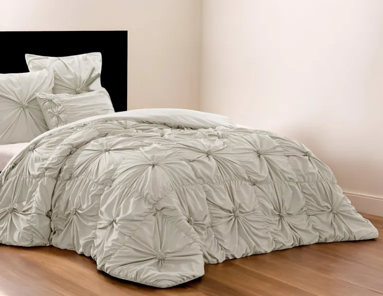 Beige Twin PolYester 180 Thread Count Washable Down Comforter Set Photo 5