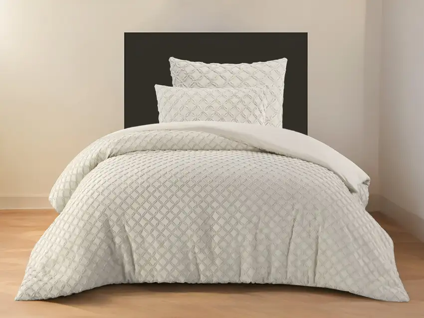 Beige Twin Polyester 180 Thread Count Washable Duvet Cover Set Photo 1