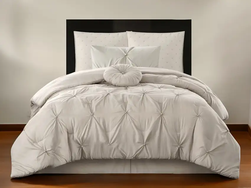 Beige Twin Polyester 140 Thread Count Washable Down Comforter Set Photo 2
