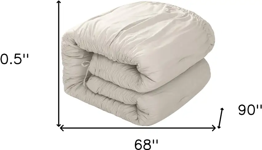 Beige Twin Polyester 180 Thread Count Washable Down Comforter Set Photo 7