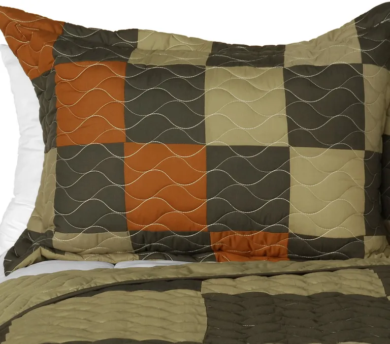 Believe Love - 3PC Vermicelli-Quilted Patchwork Quilt Set (Full/Queen Size) Photo 2