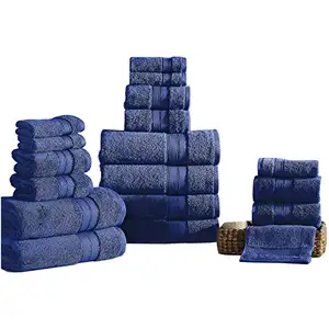 Photo of Bergamo 18 Piece Spun loft Towel Set with Striped Pattern The Urban Port, Dark Blue