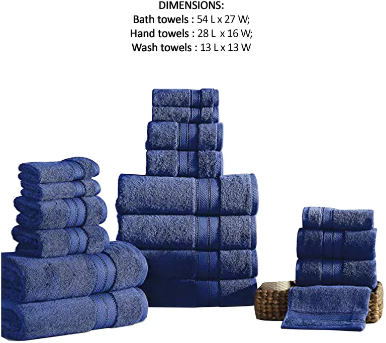 Bergamo 18 Piece Spun loft Towel Set with Striped Pattern The Urban Port, Dark Blue Photo 2