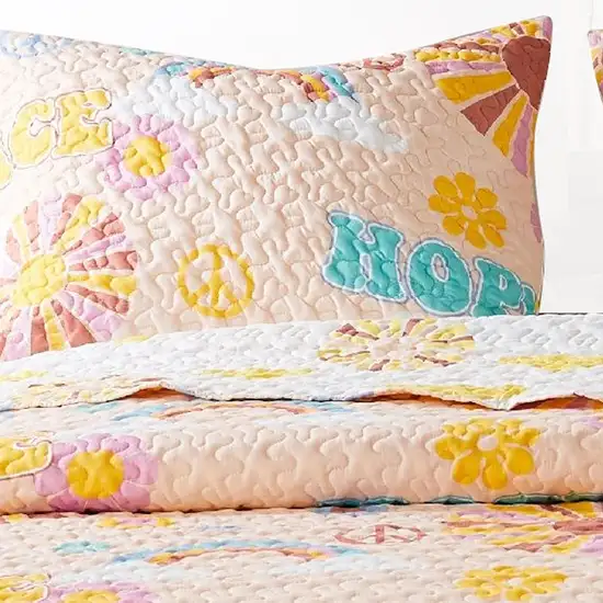 Berlin 2 Piece Microfiber Rainbows and Clouds Print Twin Quilt Set Photo 4