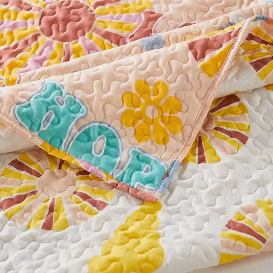 Berlin 2 Piece Microfiber Rainbows and Clouds Print Twin Quilt Set Photo 3