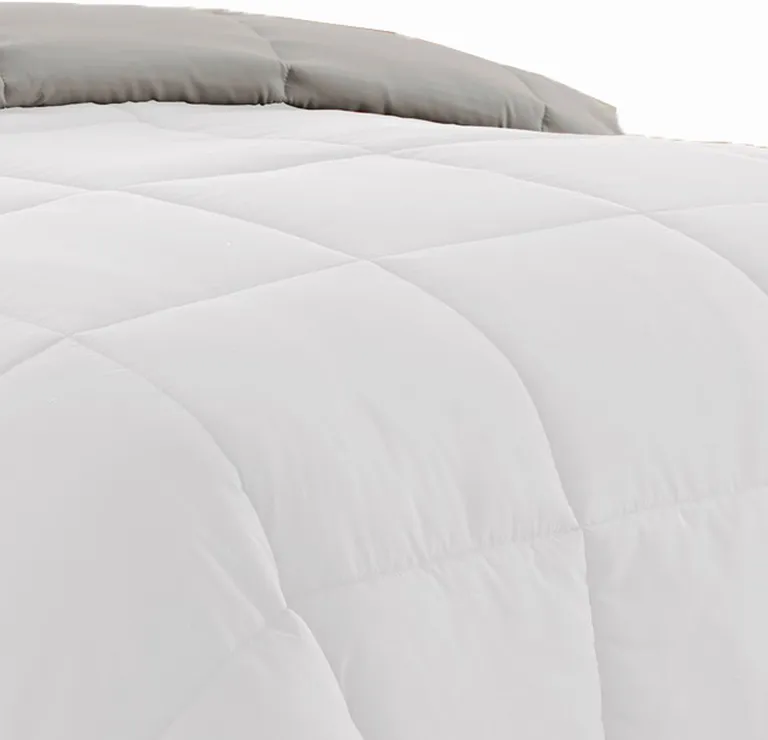 Beth Reversible Microfiber King Comforter, Squared Stitching Photo 2