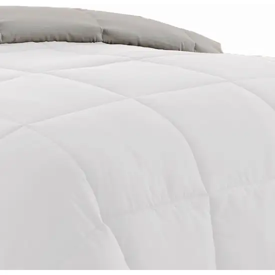 Beth Reversible Microfiber King Comforter, Squared Stitching Photo 2