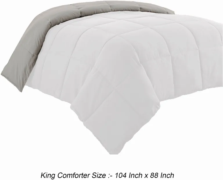 Beth Reversible Microfiber King Comforter, Squared Stitching Photo 5