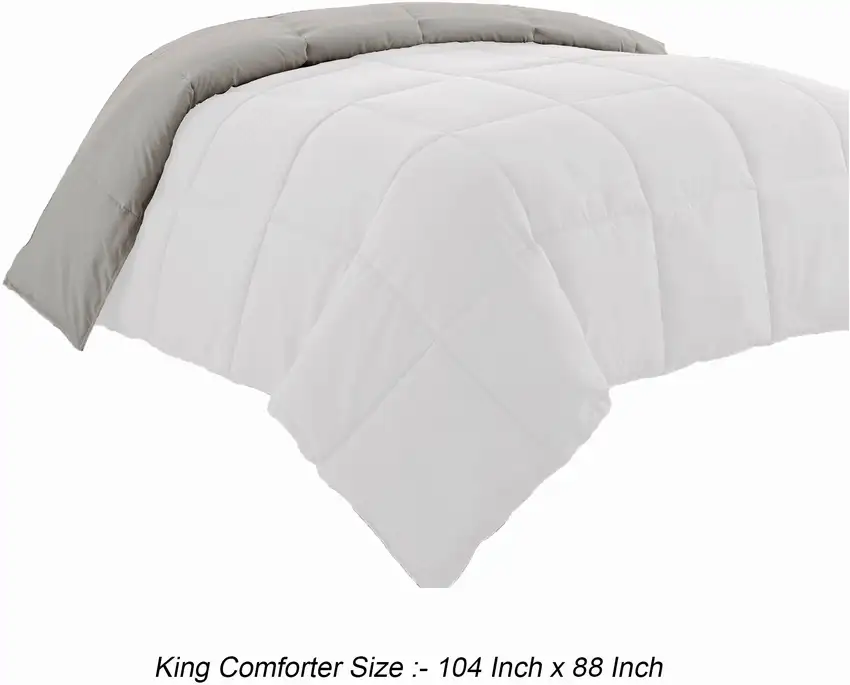 Beth Reversible Microfiber King Comforter, Squared Stitching Photo 5