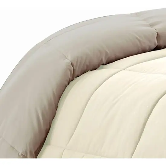 Beth Reversible Microfiber King Comforter, Squared Stitching Photo 2